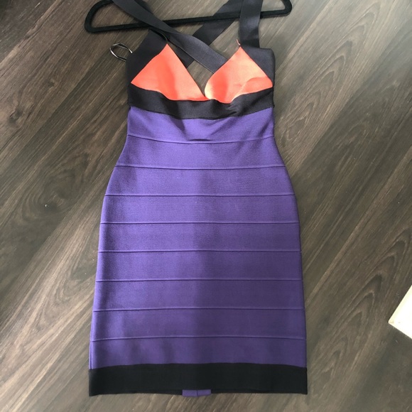 Herve Leger Dresses & Skirts - Herve Leger Purple and Orange Dress